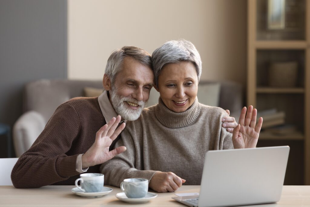 Seniors in virtual support group video call
