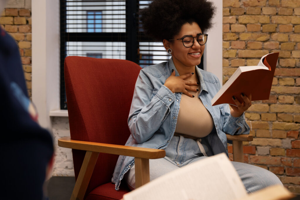 Caregiver taking a self-care break